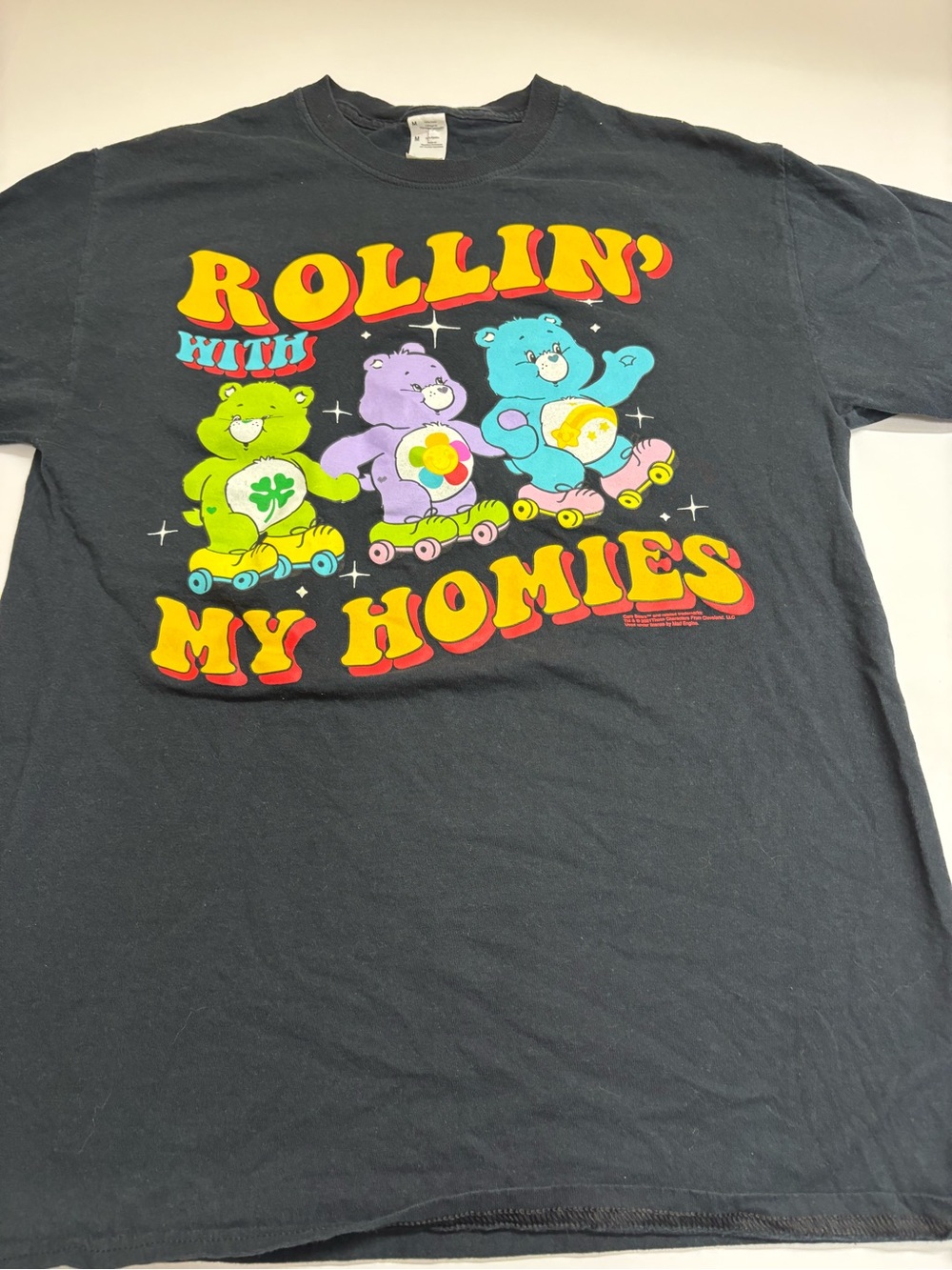 Rollin' With My Homies Graphic Tee - Neon Care Bears